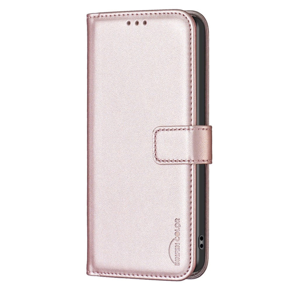 Motorola Moto G54 Leather Case w. Stand Function & Card Holder - Rose Gold