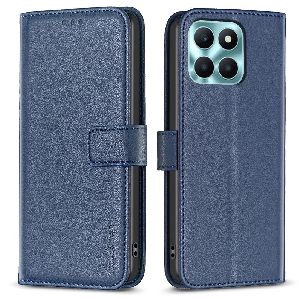 Honor X6a BINFEN Faux Leather Flip Case with Card Holder & Stand Function - Blue