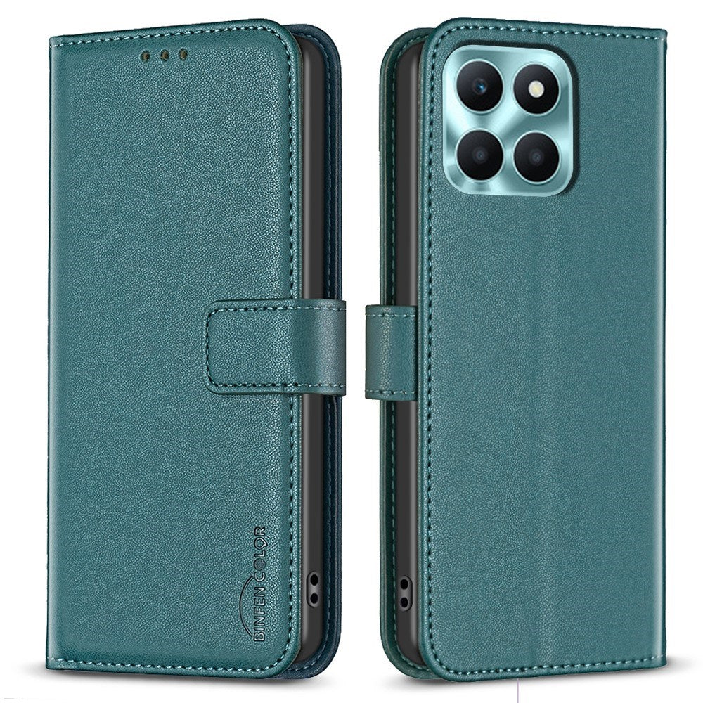 Honor X6a BINFEN Faux Leather Flip Case with Card Holder & Stand Function - Green