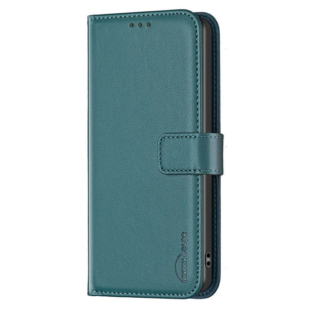 Honor X6a BINFEN Faux Leather Flip Case with Card Holder & Stand Function - Green