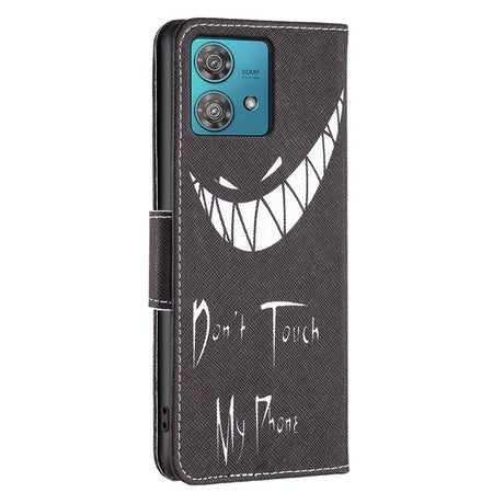 EIDERWOOD Motorola Edge 40 Neo Faux Leather Flip Case with Wallet & Print - "Don't Touch My Phone"