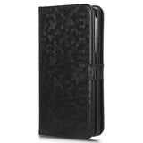 Fairphone 5 Leather Flip Case with Wallet and Strap - Hexagon Engraving - Black