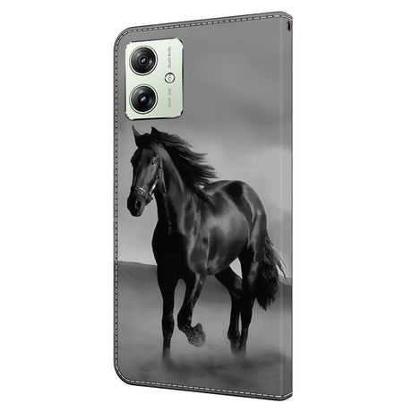 Motorola Moto G54 Leather Wallet Case w. Print - Horse