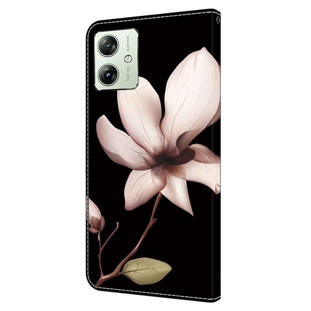 Motorola Moto G54 Leather Wallet Case w. Print - Flower