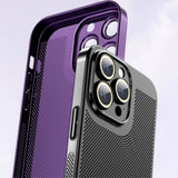 iPhone 15 Pro Hard Perforated Plastic Cover with Camera Lens Protection - Siver