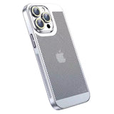 iPhone 15 Hard Perforated Plastic Cover with Camera Lens Protection - Siiver