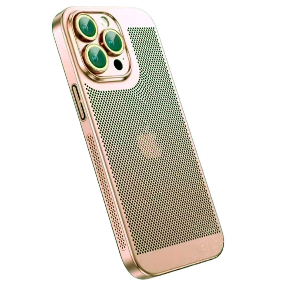 iPhone 15 Pro Hard Perforated Plastic Cover with Camera Lens Protection - Rose Gold