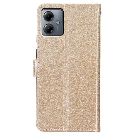 EIDERWOOD Motorola Moto G54 Leather Flip Case with Wallet and Strap - Glitter - Gold