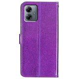 EIDERWOOD Motorola Moto G54 Leather Flip Case with Wallet and Strap - Glitter - Purple