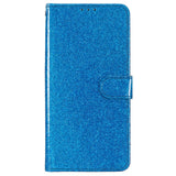 EIDERWOOD Motorola Moto G54 Leather Flip Case with Wallet and Strap - Glitter - Blue