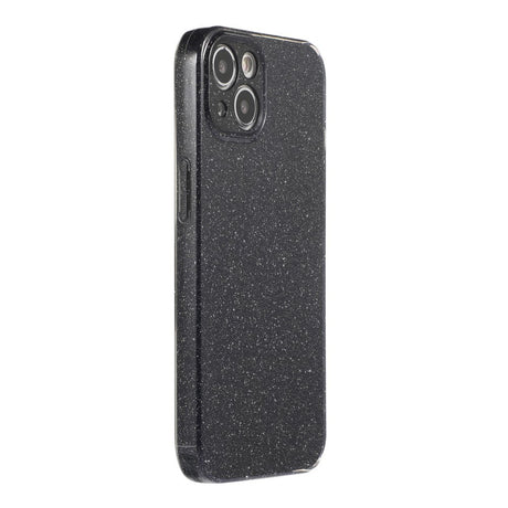 iPhone 15 Flexible Plastic Case w. Glitter - Black