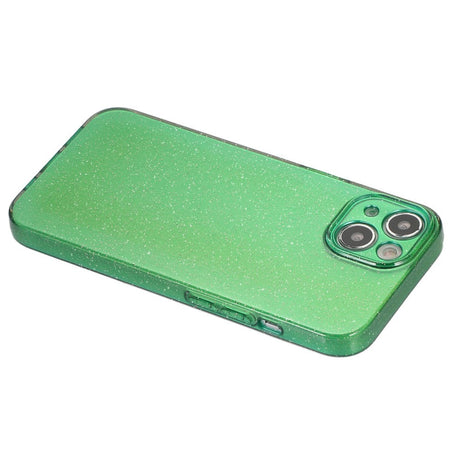 iPhone 15 Flexible Plastic Case w. Glitter - Dark Green