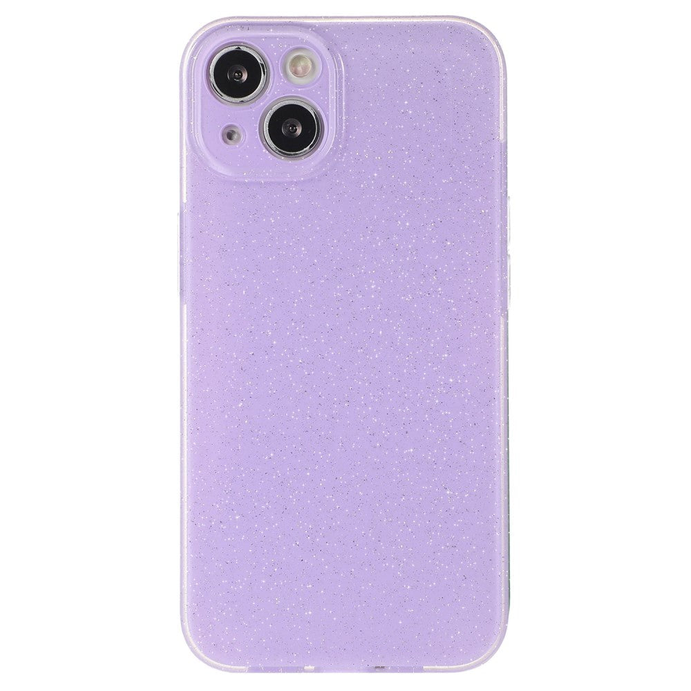 iPhone 15 Flexible Plastic Case w. Glitter - Purple