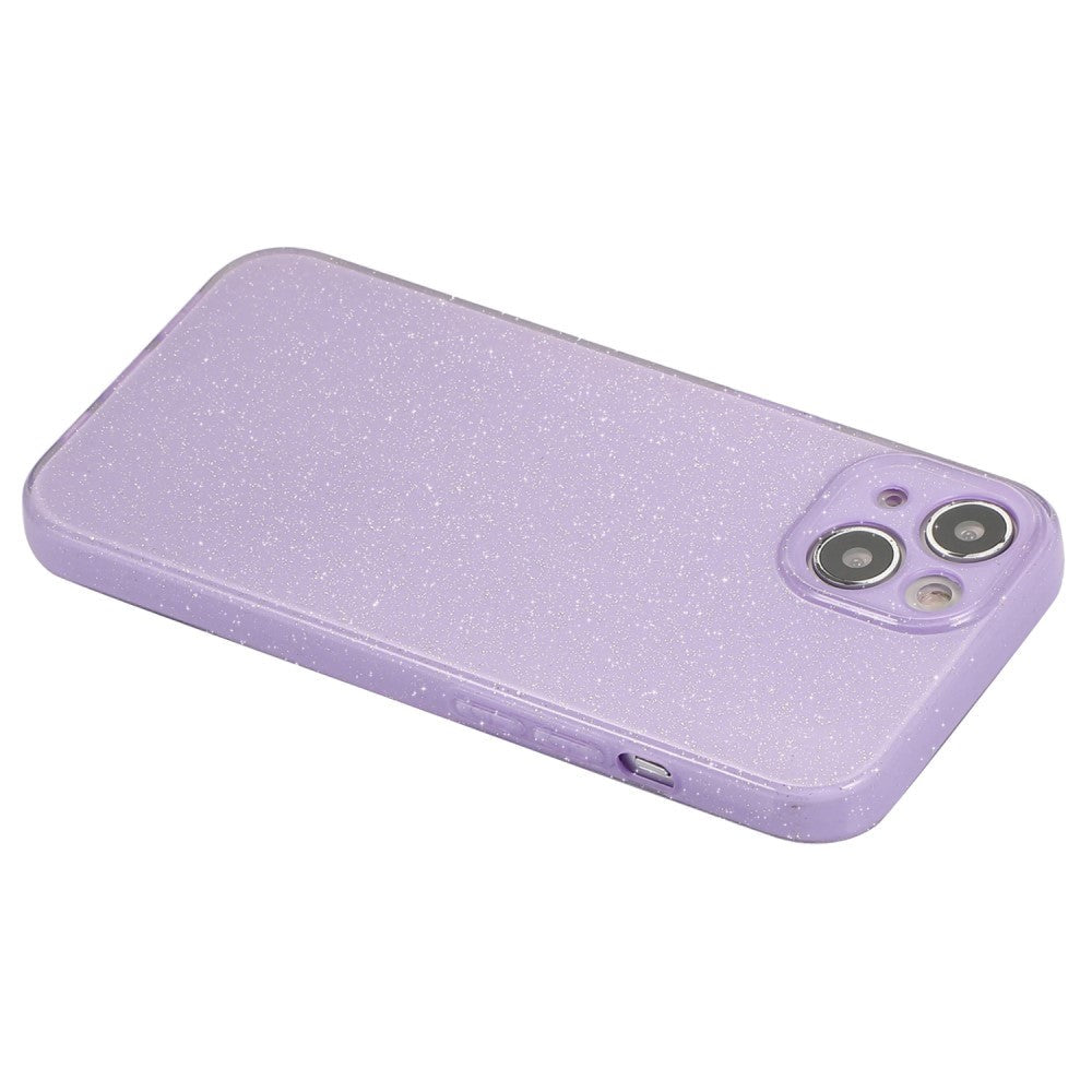 iPhone 15 Flexible Plastic Case w. Glitter - Purple