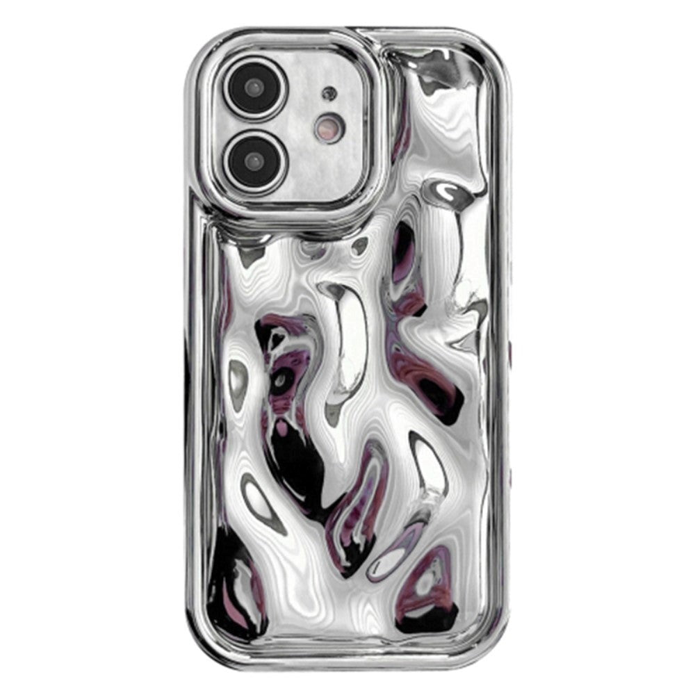 iPhone 12 Flexible Plastic Case with Uneven and Shiny Surface - Silver