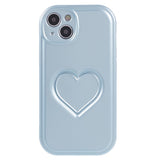 iPhone 15 Flexible Plastic Case w. Heart - Light Blue