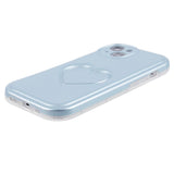 iPhone 15 Flexible Plastic Case w. Heart - Light Blue