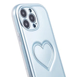 iPhone 15 Pro Flexible Plastic Case w. Heart - Light Blue