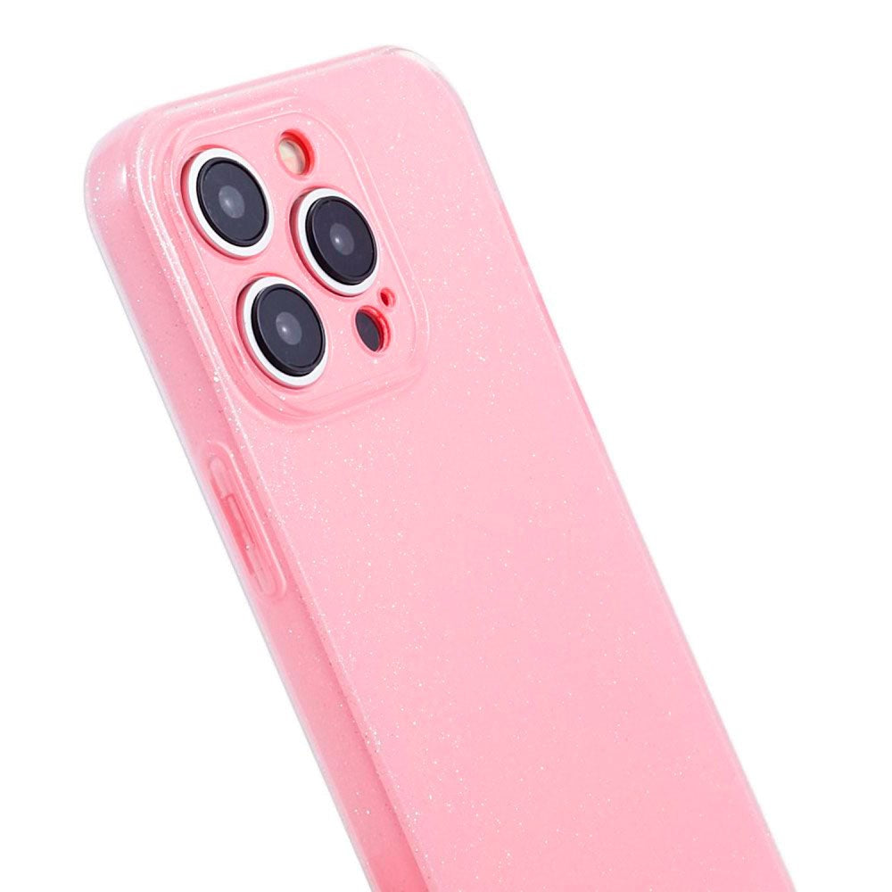 iPhone 15 Pro Flexible Plastic Case w. Glitter - Pink