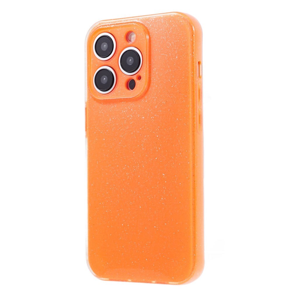 iPhone 15 Pro Flexible Plastic Case w. Glitter - Orange