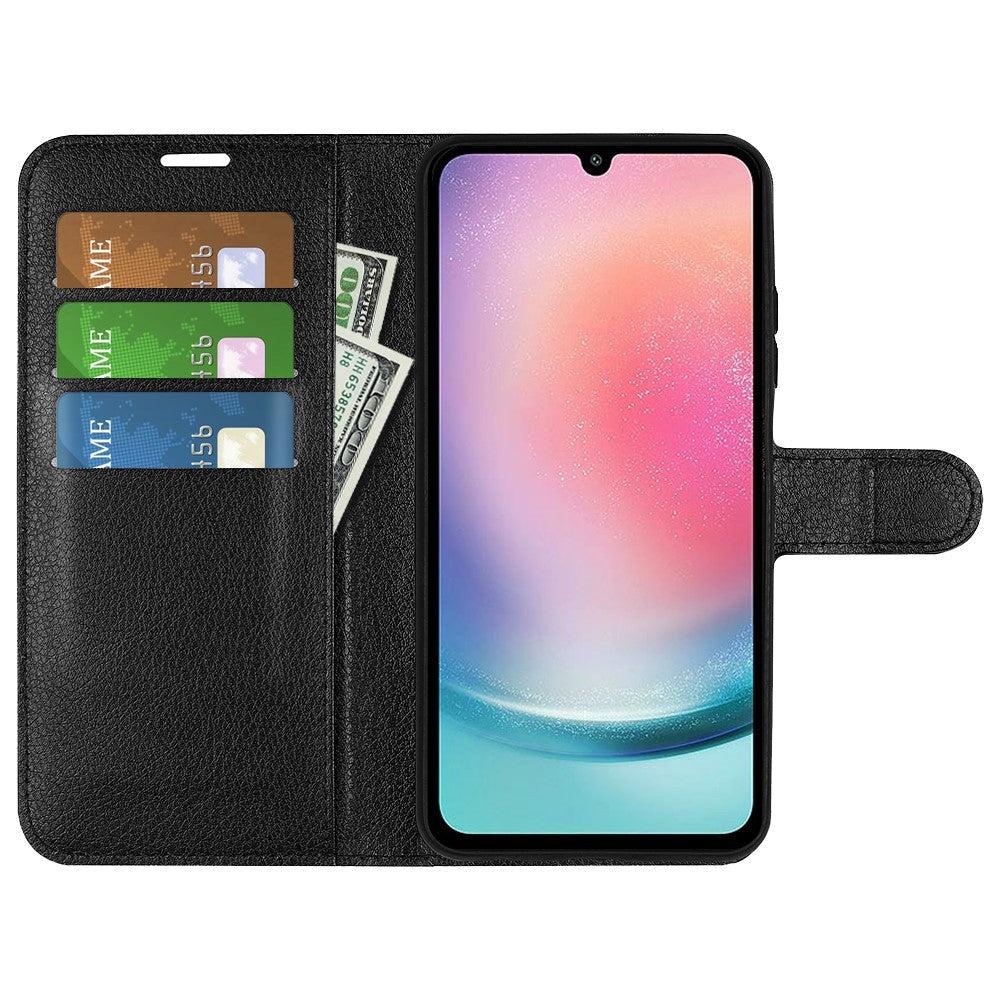 Samsung Galaxy A25 (5G) Litchi Læder Leather Case w. Wallet - Black