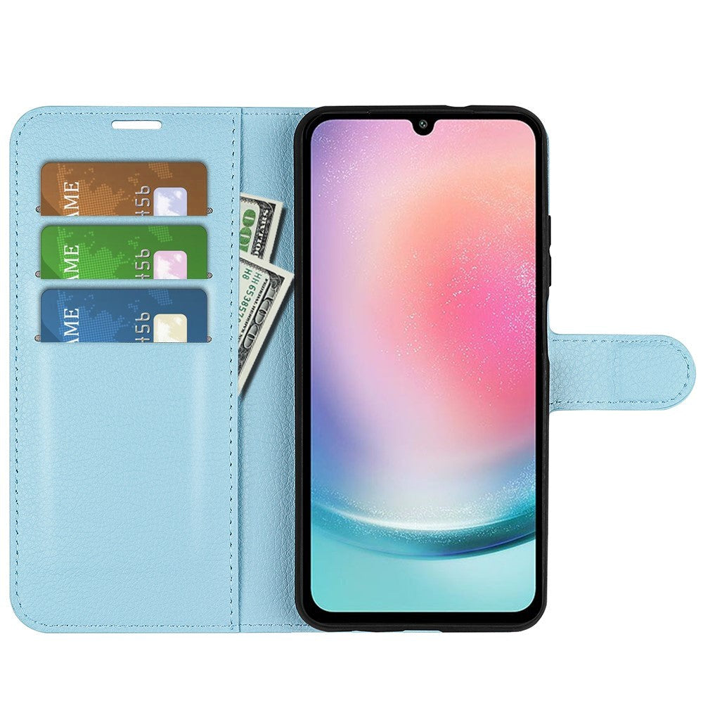 Samsung Galaxy A25 (5G) Litchi Læder Leather Case w. Wallet - Light Blue