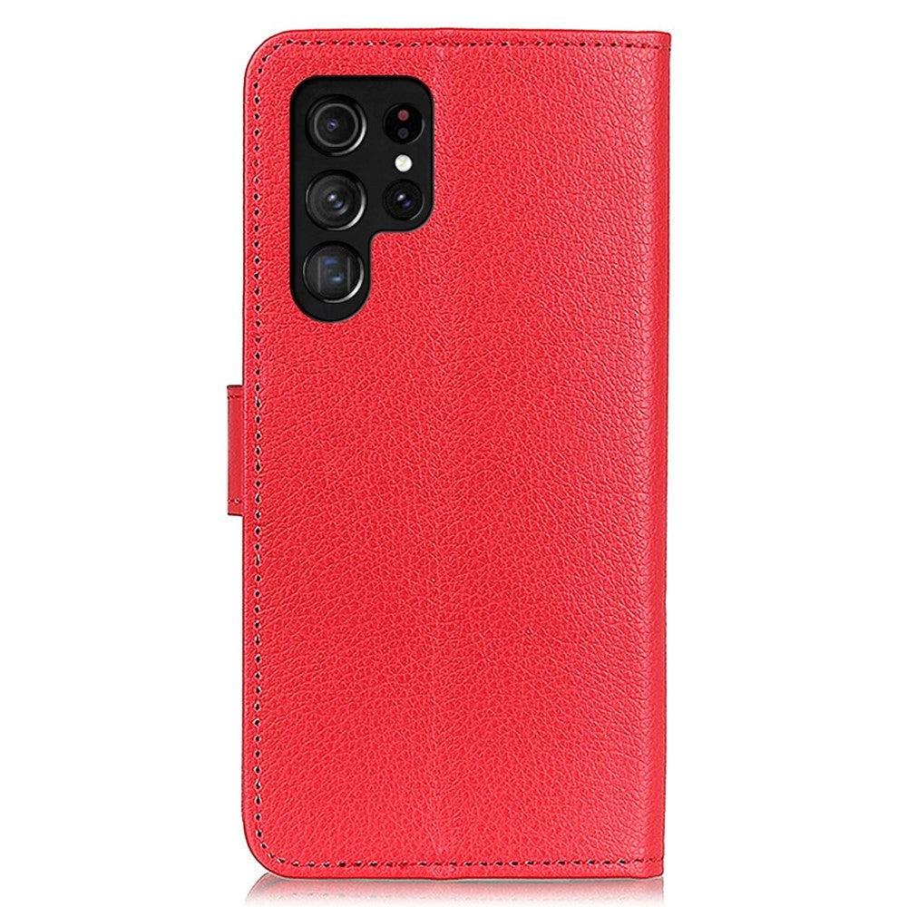 Samsung Galaxy S24 Ultra PU Litchi Leather Wallet Case - Red