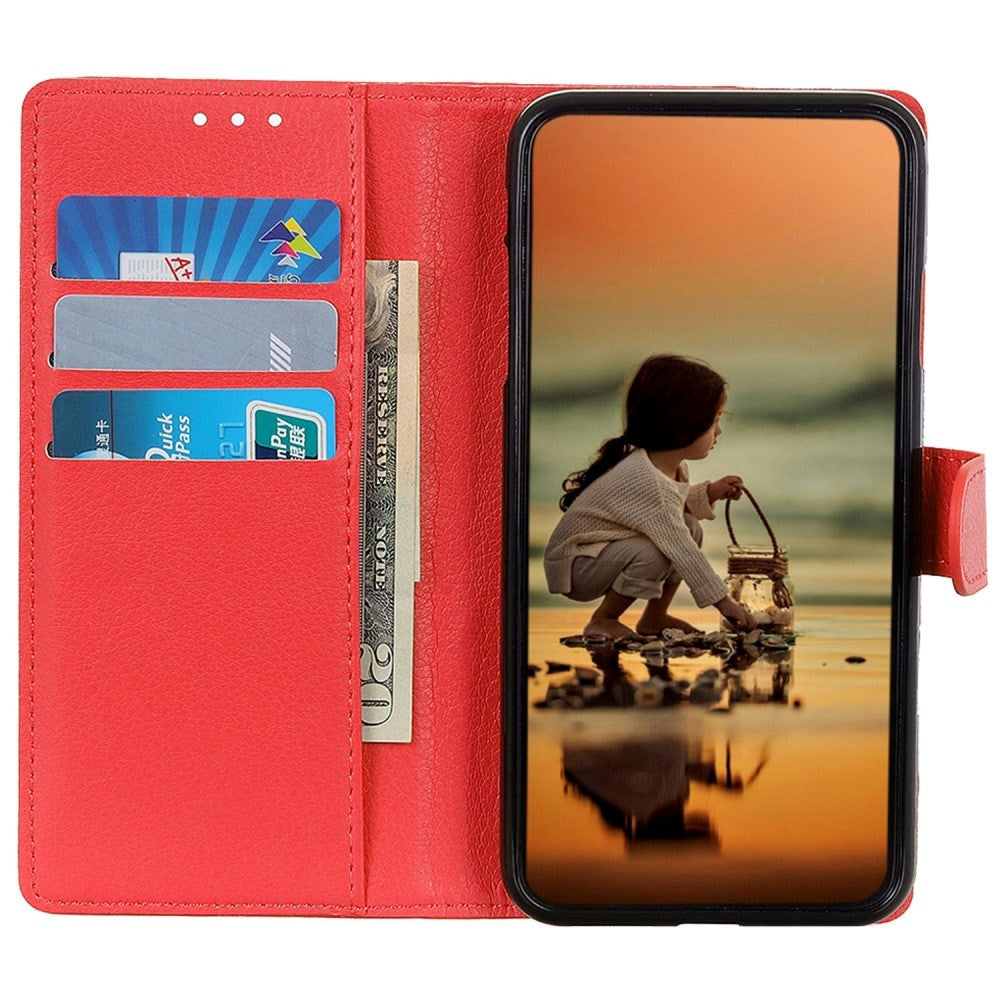 Samsung Galaxy S24 PU Litchi Leather Wallet Case - Red