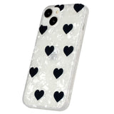 iPhone 15 Flexible Plastic Case w. Motif - Black Hearts