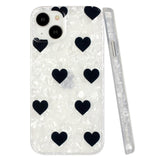 iPhone 15 Flexible Plastic Case w. Motif - Black Hearts