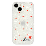 iPhone 15 Flexible Plastic Case w. Motif - Smile m w. Red Hearts