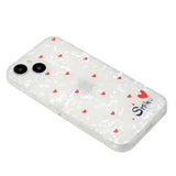 iPhone 15 Flexible Plastic Case w. Motif - Smile m w. Red Hearts