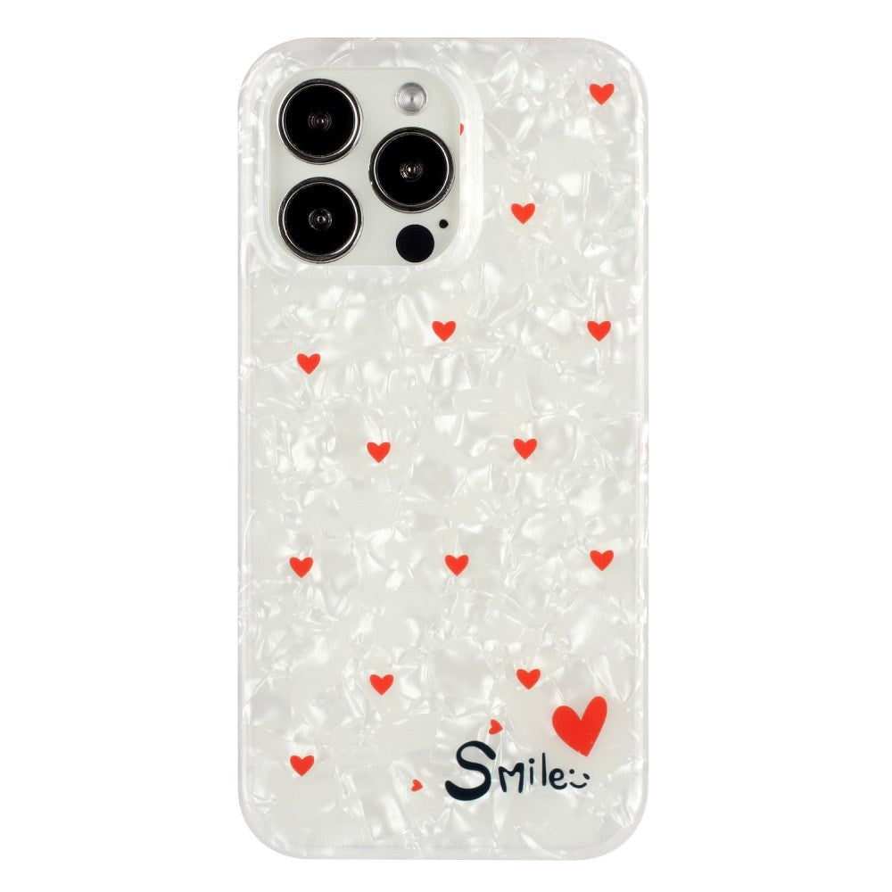 iPhone 15 Pro Flexible Plastic Case w. Motif - Smile w. Red Hearts