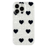 iPhone 15 Pro Flexible Plastic Case w. Motif - Black Hearts