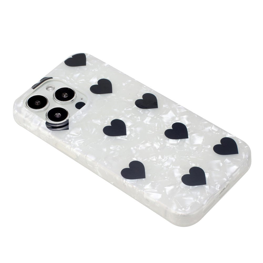 iPhone 15 Pro Flexible Plastic Case w. Motif - Black Hearts