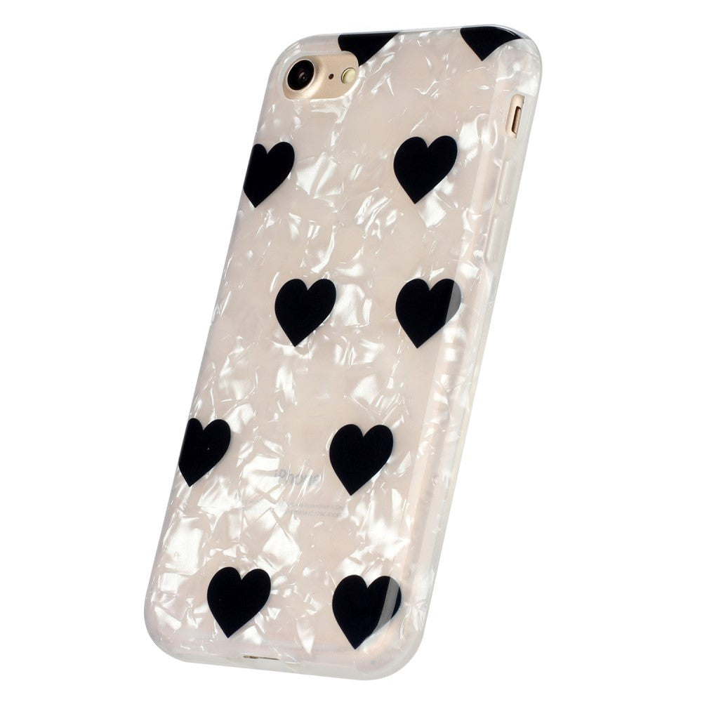 iPhone SE (2022 / 2020) / 8 / 7 Flexible Plastic Case w. Motif - Black Hearts