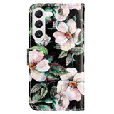 Samsung Galaxy S24 PU Leather Flip Case w. Wallet and Strap - Magnolia Flowers