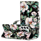 Samsung Galaxy S24 PU Leather Flip Case w. Wallet and Strap - Magnolia Flowers