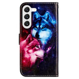 Samsung Galaxy S24 PU Leather Flip Case w. Wallet and Strap - Wolves