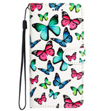 Samsung Galaxy S24 PU Leather Flip Case w. Wallet and Strap - Colorful Butterflies