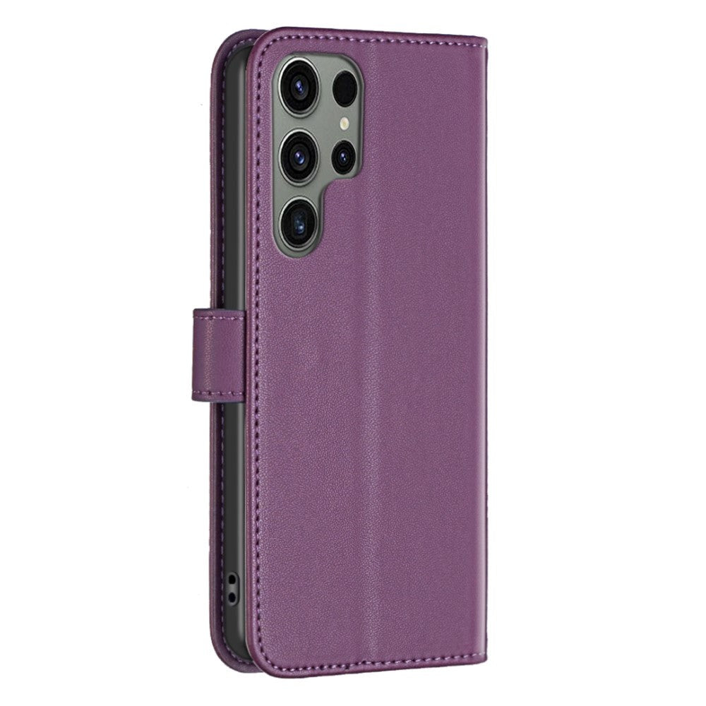 Samsung Galaxy S24 Ultra Faux Leather Flip Cover with Stand Function & Card Holder - Dark Purple