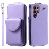 Samsung Galaxy S24 Ultra Vertical Faux Leather Flip Case with Wallet / Stand Function / Strap - Purple