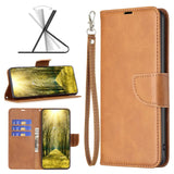 Samsung Galaxy S24 Faux Leather Wallet Case & Strap - Light Brown