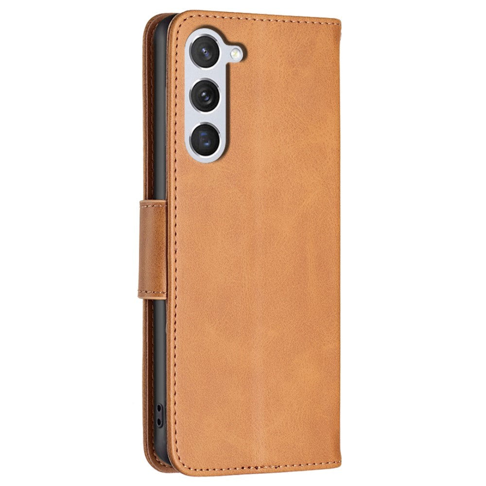 Samsung Galaxy S24 Faux Leather Wallet Case & Strap - Light Brown