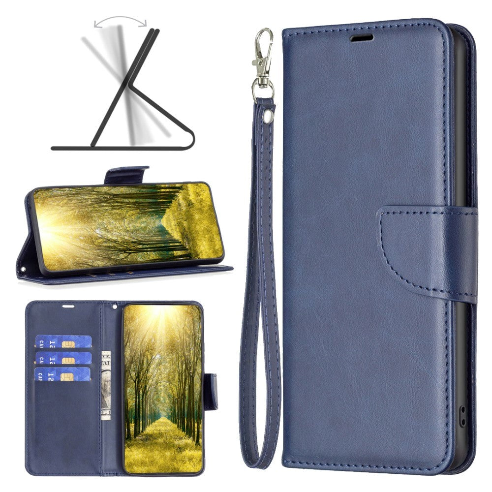 Samsung Galaxy S24 Faux Leather Wallet Case & Strap - Blue