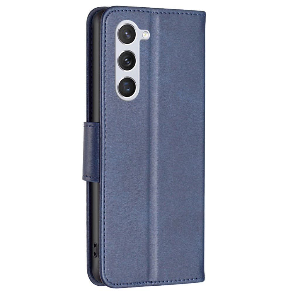 Samsung Galaxy S24 Faux Leather Wallet Case & Strap - Blue