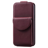 iPhone 15 Pro Vertical Faux Leather Flip Case with Wallet / Stand Function / Strap - Red