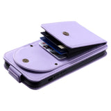 iPhone 15 Vertical Faux Leather Flip Case with Wallet / Stand Function / Strap - Purple