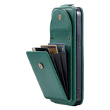 iPhone 15 Pro Max Vertical Faux Leather Flip Case with Wallet / Stand Function / Strap - Green