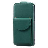 iPhone 15 Pro Max Vertical Faux Leather Flip Case with Wallet / Stand Function / Strap - Green